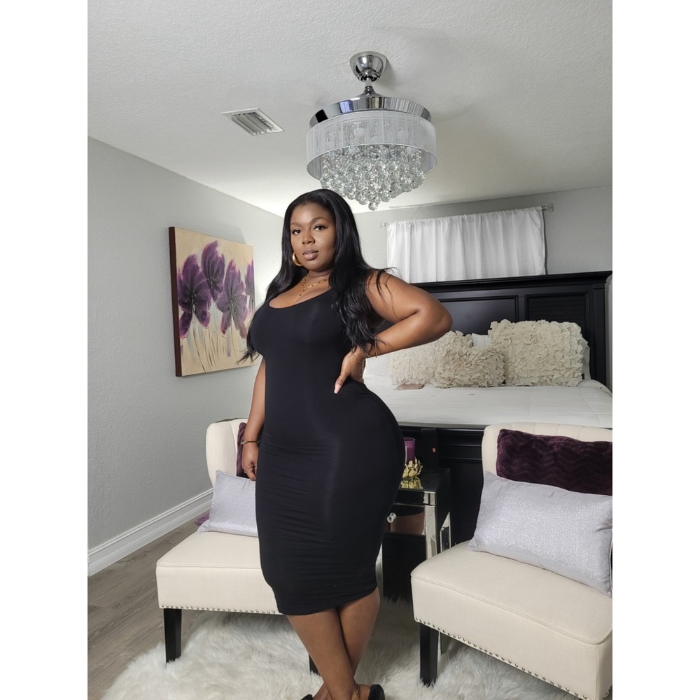 Fashion Nova Black Sleeveless Body Contouring Dress Lined  Party  Size L